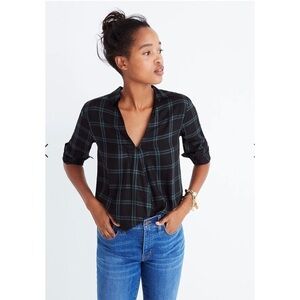 MADEWELL Wrap Front Shirt in Palma Plaid Size XS
